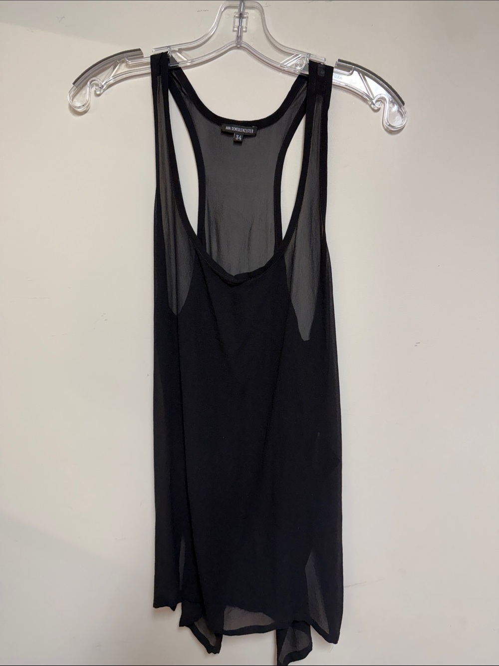 Ann Demeulemeester Black Sheer Racerback Tank